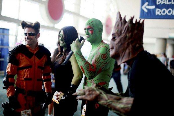 Costumed attendees dressed as characters from Guardians of the Galaxy are seen during the 2014 Comic-Con International Convention in San Diego, California