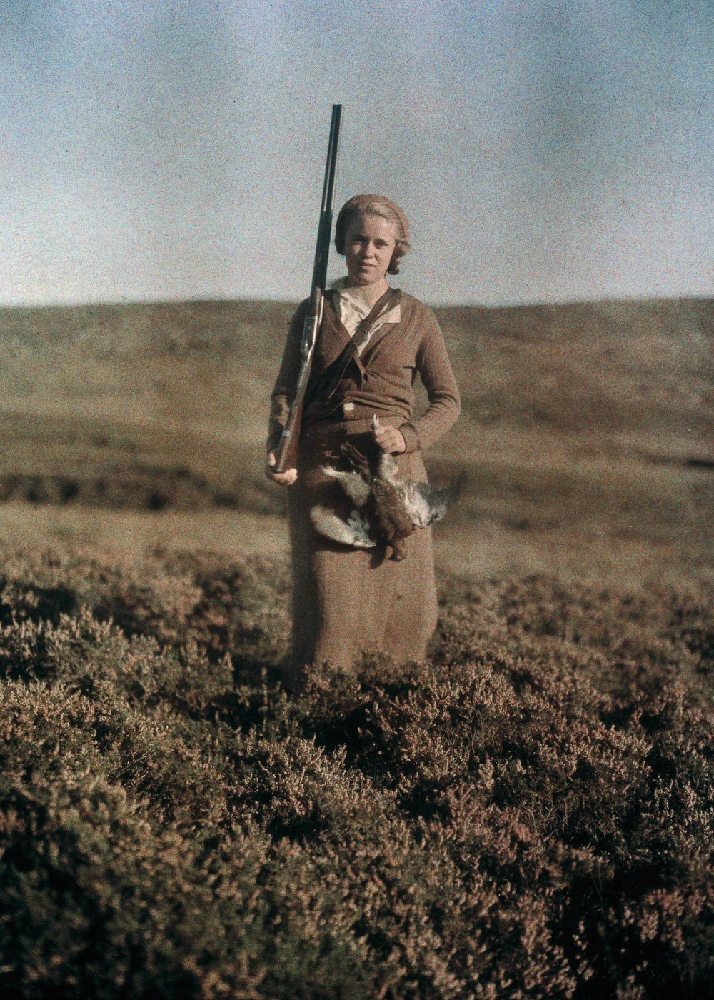 Portrait of a woman hunting, c 1920s.