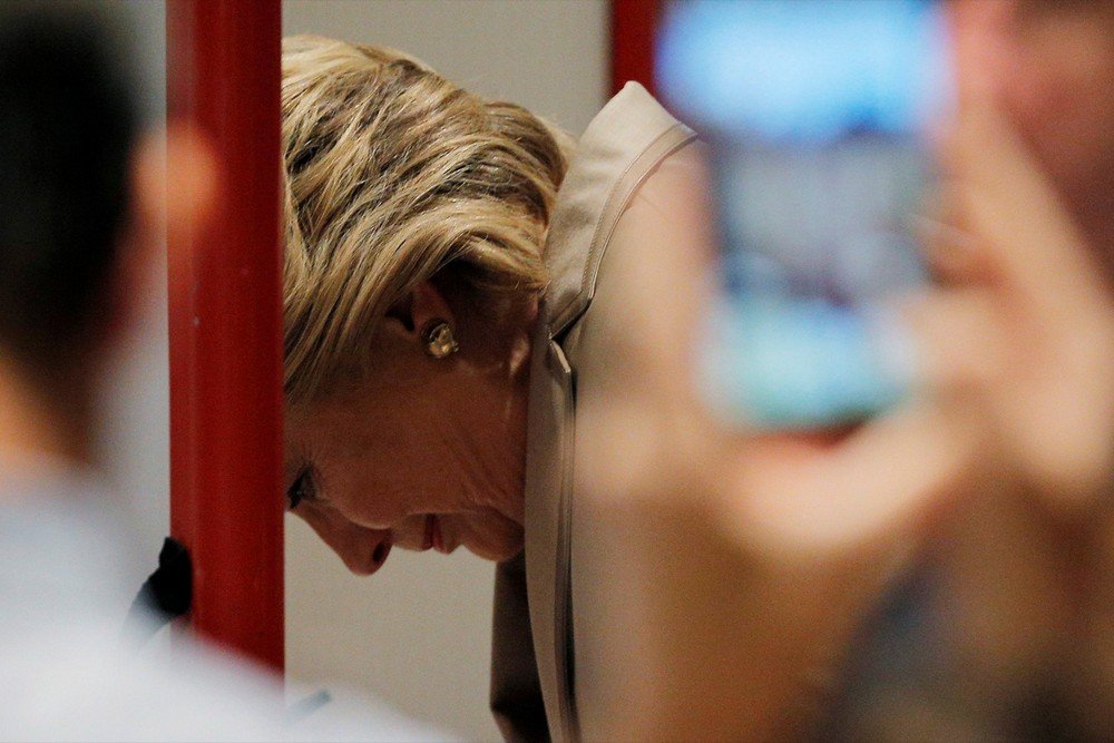 U.S. Democratic presidential nominee Hillary Clinton fills out her ballot at the Douglas Grafflin Elementary School in Chappaqua