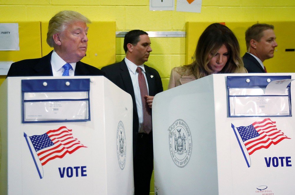 Republican presidential nominee Donald Trump and his wife Melania Trump vote at PS 59 in New York